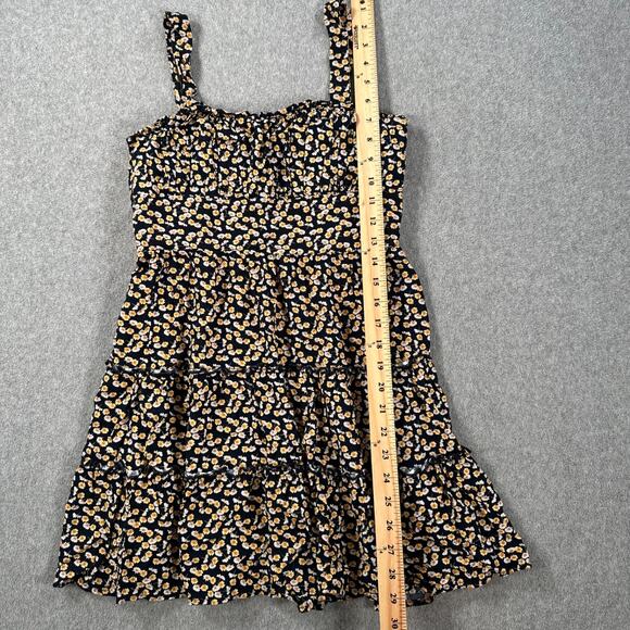 Row A Floral Mini Dress Size Small Navy Blue/Yellow Ruffle Tiered Sundress - Picture 2 of 8